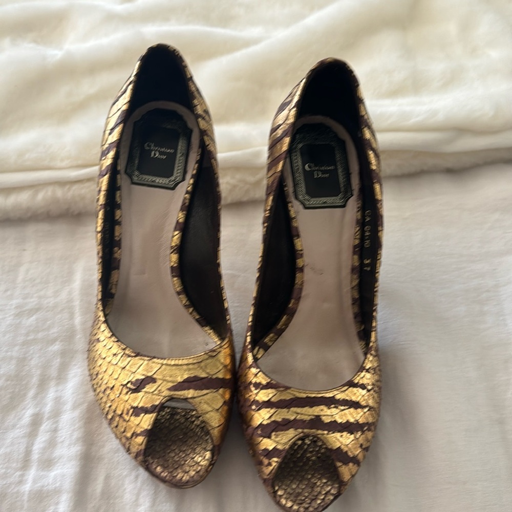 Christian Dior heels, snake print